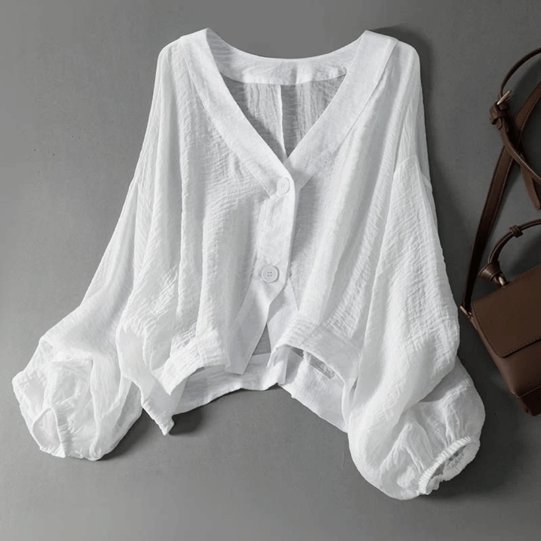 Crinkled Oversized Drop Shoulder Elastic Blouses