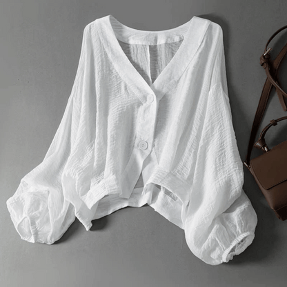 Crinkled Oversized Drop Shoulder Elastic Blouses