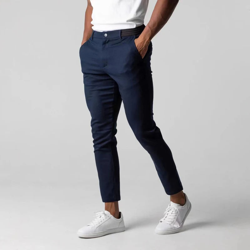 Cropped Tapered Slim Hemmed Pocketed Buttoned Trouser