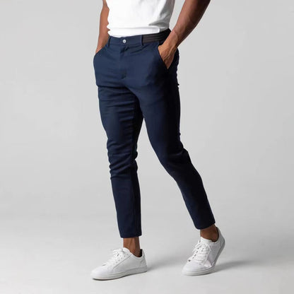 Cropped Tapered Slim Hemmed Pocketed Buttoned Trouser