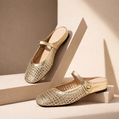 Square Toe Woven Strap Sandals