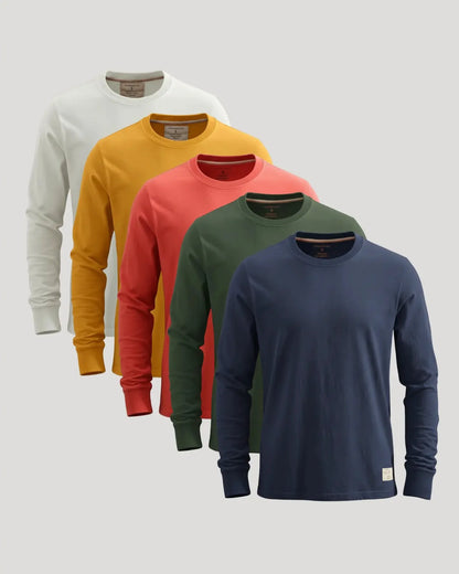 Round Neck Long Sleeved Cuffed Solid Shirt