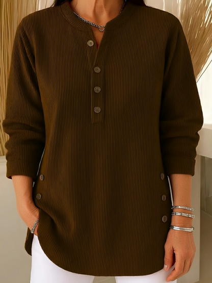 Women's Button Front Long Sleeve Ribbed Knit Sweater