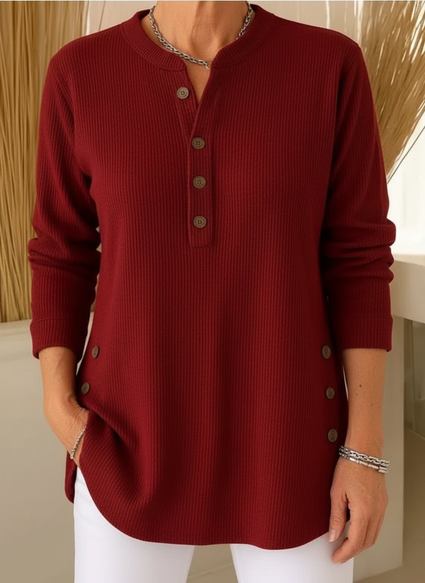 Women's Button Front Long Sleeve Ribbed Knit Sweater