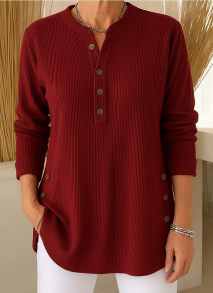 Women's Button Front Long Sleeve Ribbed Knit Sweater