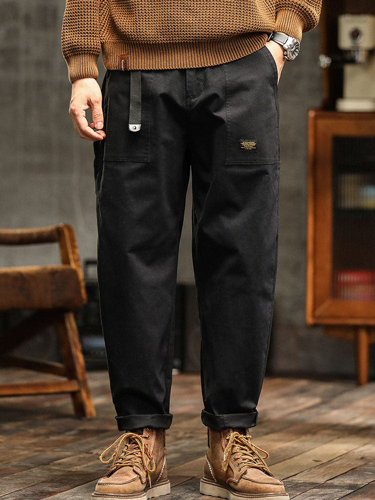 Pocketed Rolled Loose Straight Seamed Trouser