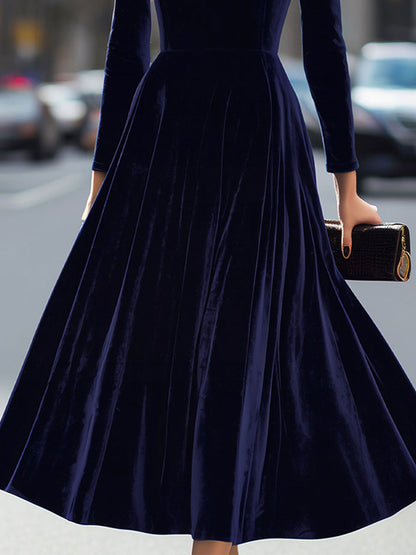 Round Neck Puff Sleeve A Line Dress