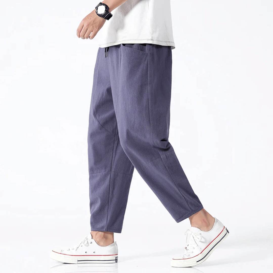 Drawstring Elastic Waist Tapered Cropped Trouser