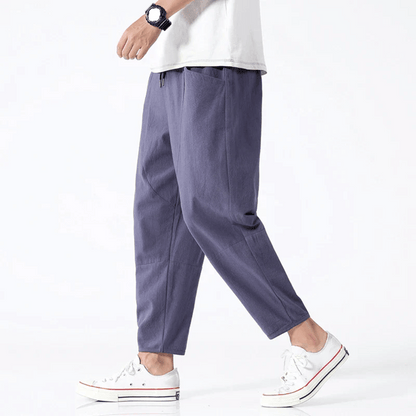 Drawstring Elastic Waist Tapered Cropped Trouser