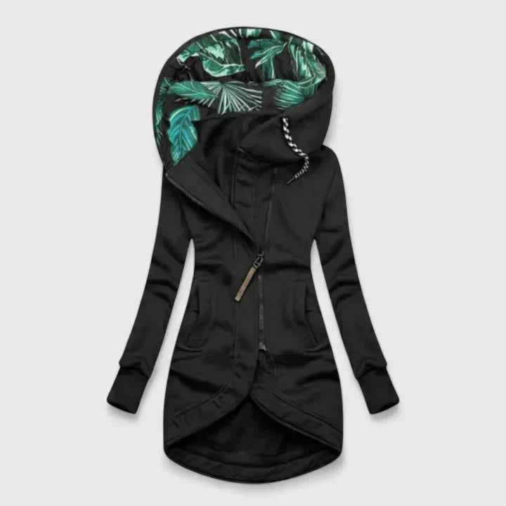 Women's Hooded Zip-Up Jacket with Pockets