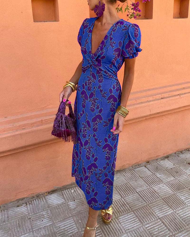 V-Neck Floral Dress