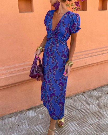 V-Neck Floral Dress