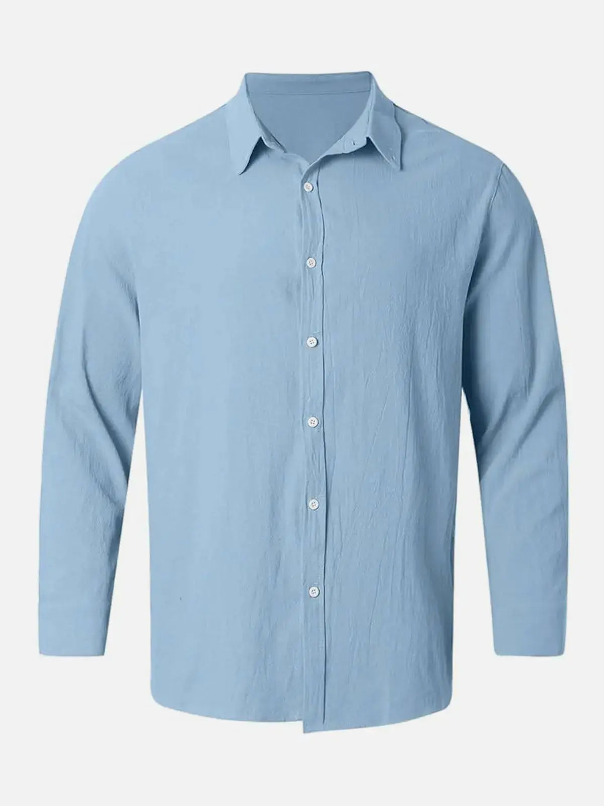 Collared Buttoned Cuffed Textured Curved Plain Shirt