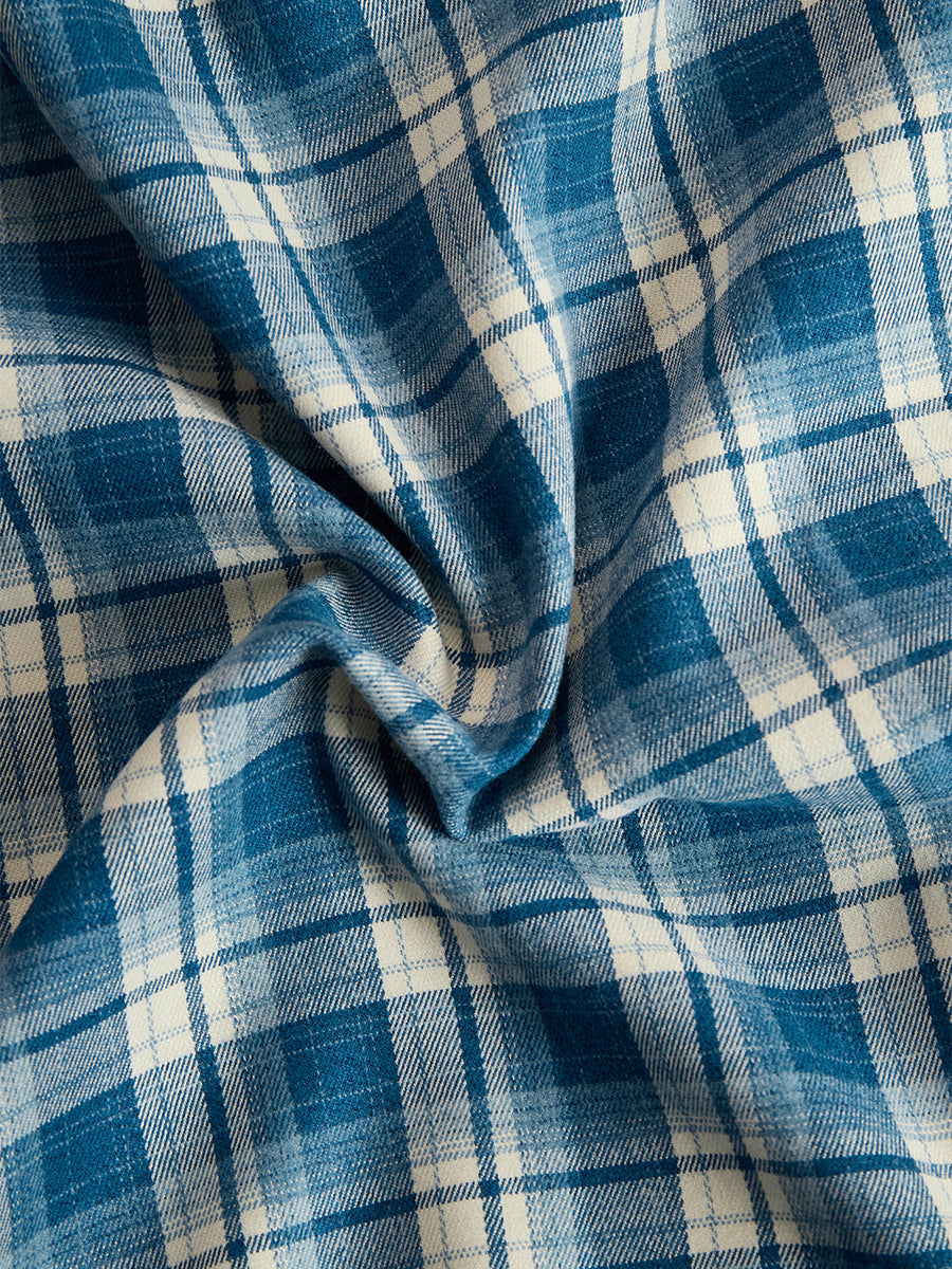 Collared Long Sleeved Plaid Pocketed Maxi Dress