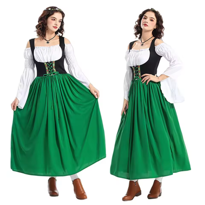 Women's Off-Shoulder Long Sleeve Lace-Up Maxi Oktoberfest Dress