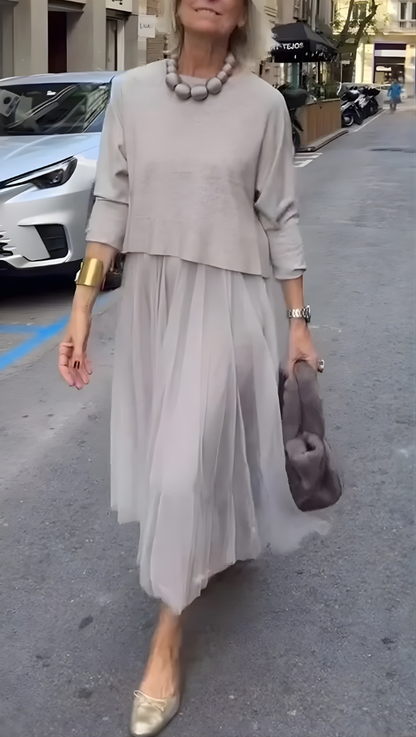 Round Neck Paneled Dress