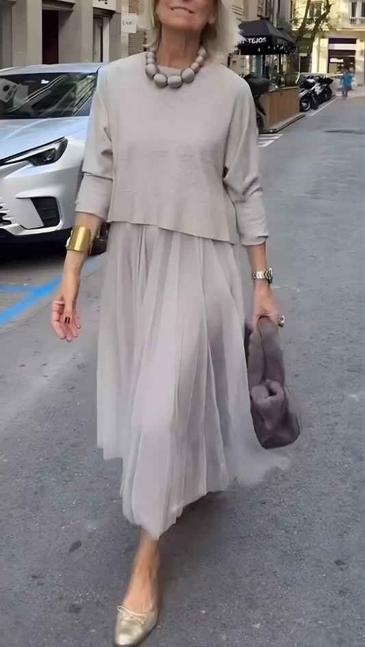 Round Neck Paneled Dress