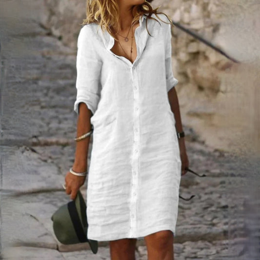 Buttoned Relaxed Straight Dress