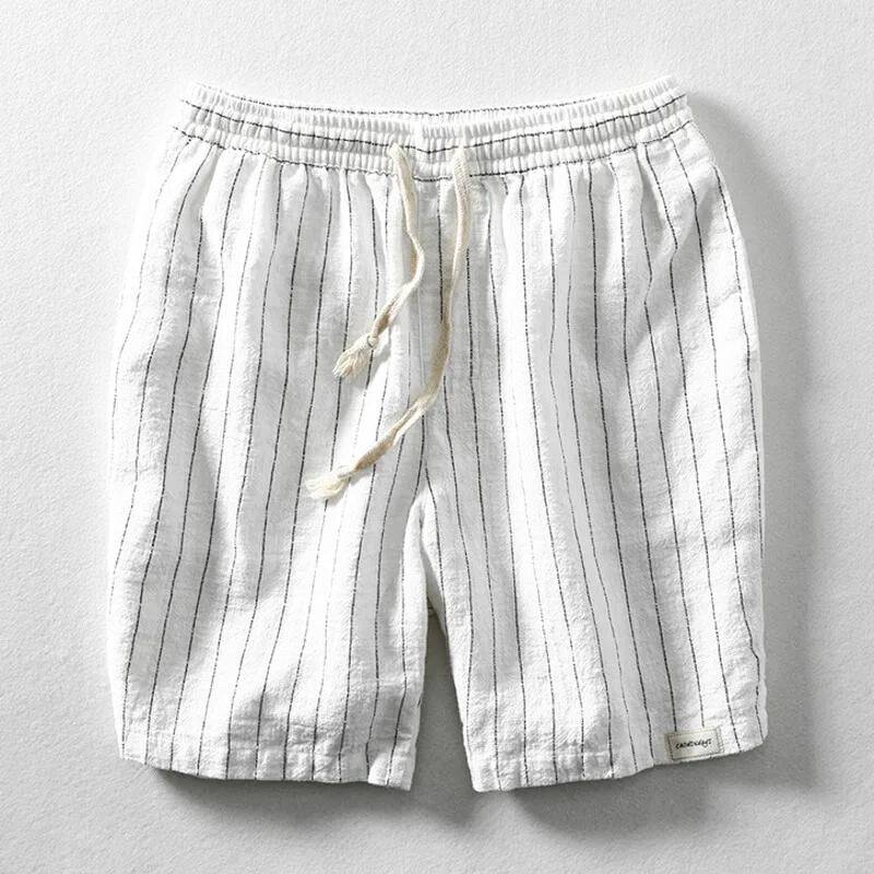 Striped Elasticized Drawstring Gathered Textured Loose Short