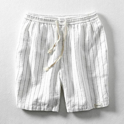 Striped Elasticized Drawstring Gathered Textured Loose Short