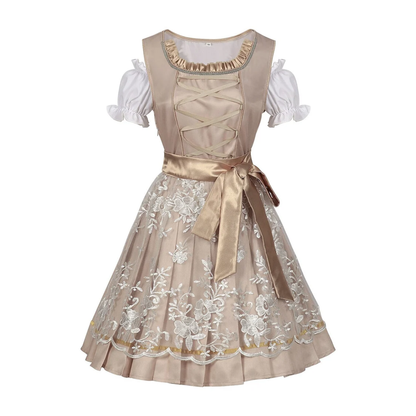 Women's Square Neck Short Sleeve Lace-Up Sage Green Midi Dress