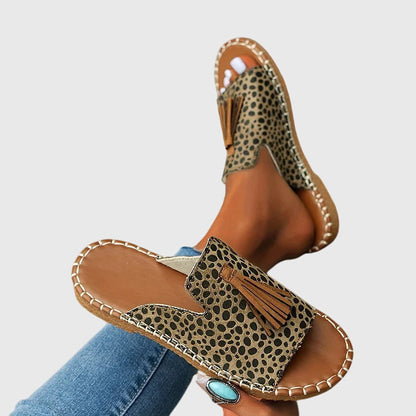 Tassel Open-Toe Flat Sandals