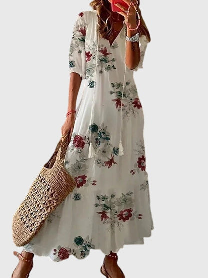 Patterned Short-Sleeve Dress