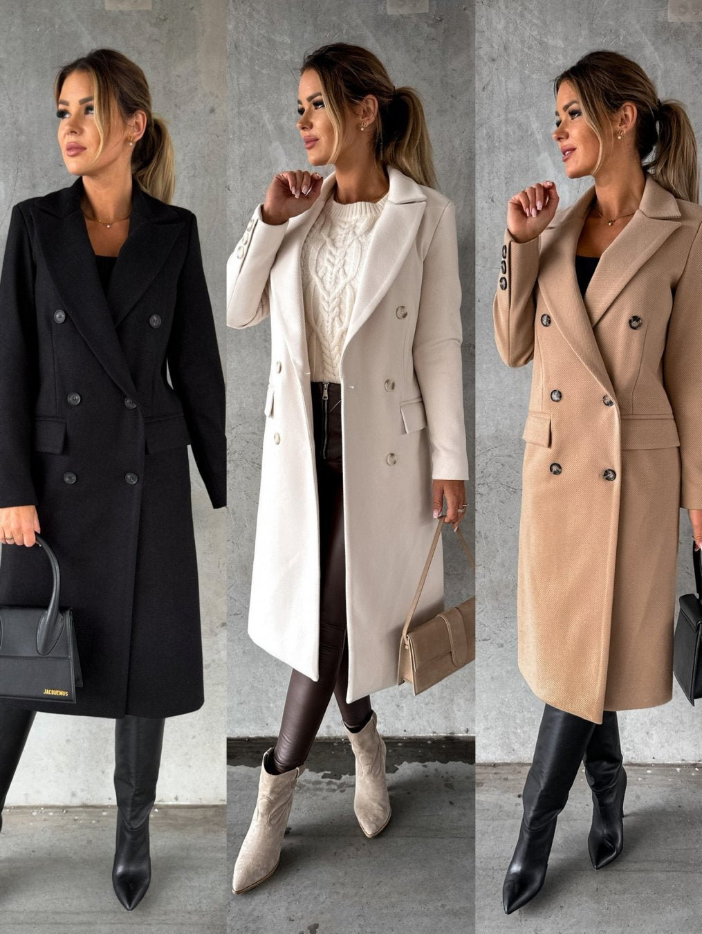 Collared Buttoned Tailored Flapped Long Coat