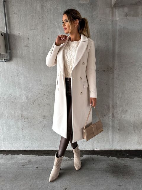 Collared Buttoned Tailored Flapped Long Coat