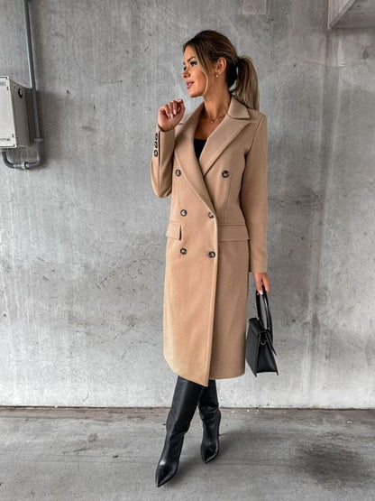 Collared Buttoned Tailored Flapped Long Coat