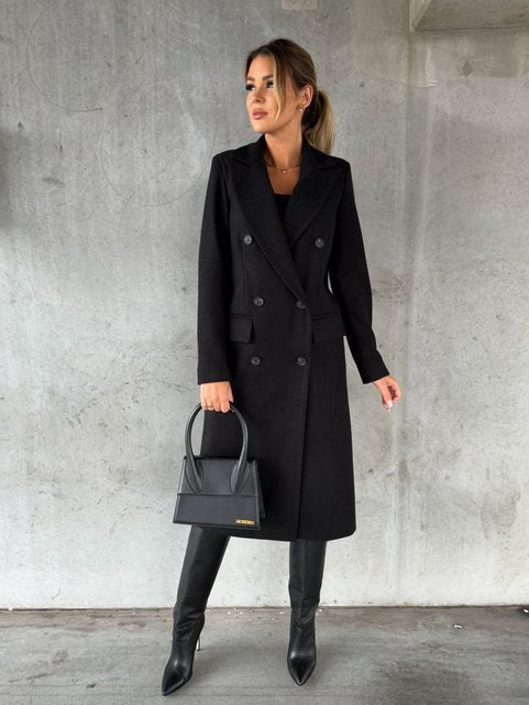 Collared Buttoned Tailored Flapped Long Coat