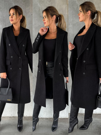 Collared Buttoned Tailored Flapped Long Coat