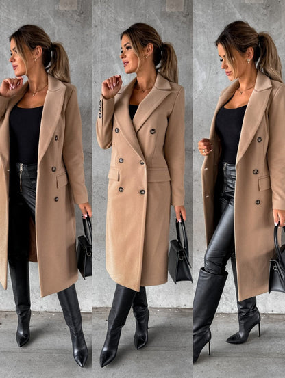 Collared Buttoned Tailored Flapped Long Coat