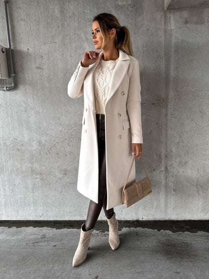 Collared Buttoned Tailored Flapped Long Coat