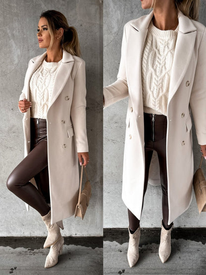 Collared Buttoned Tailored Flapped Long Coat