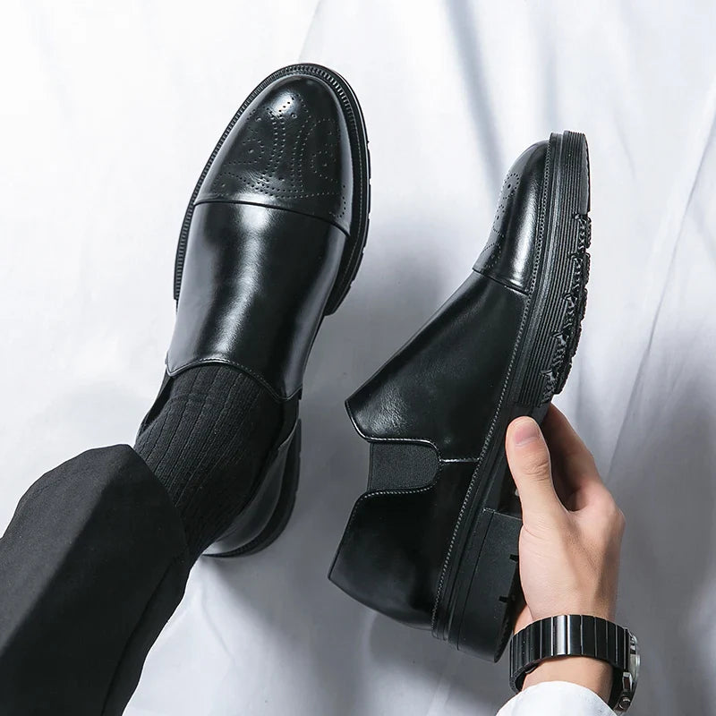 Elastic Goring Round Toe Slip On Shoes