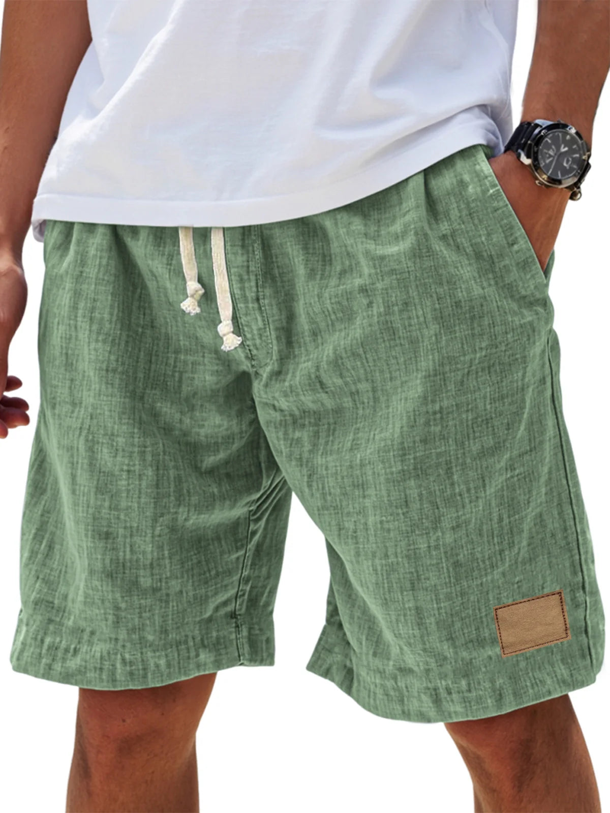 Drawstring Elasticated Patched Pocketed Loose Shorts