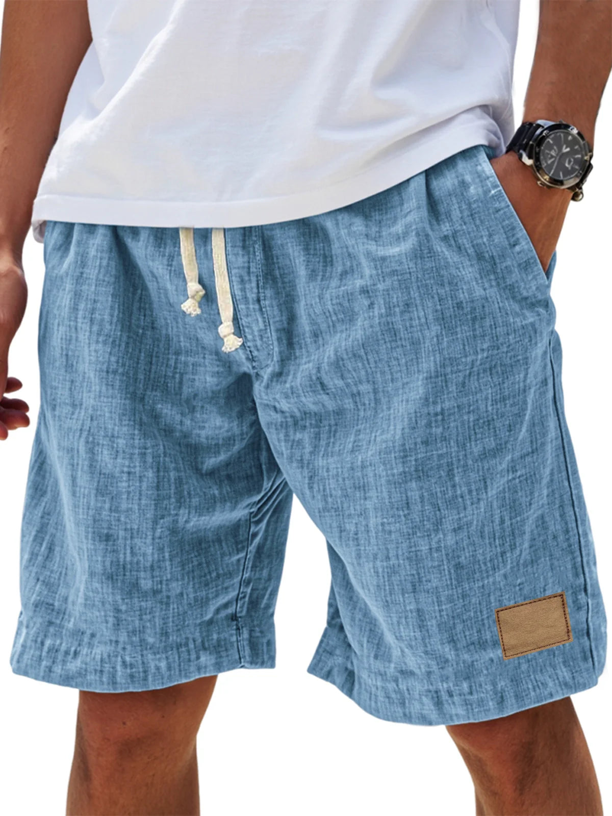 Drawstring Elasticated Patched Pocketed Loose Shorts