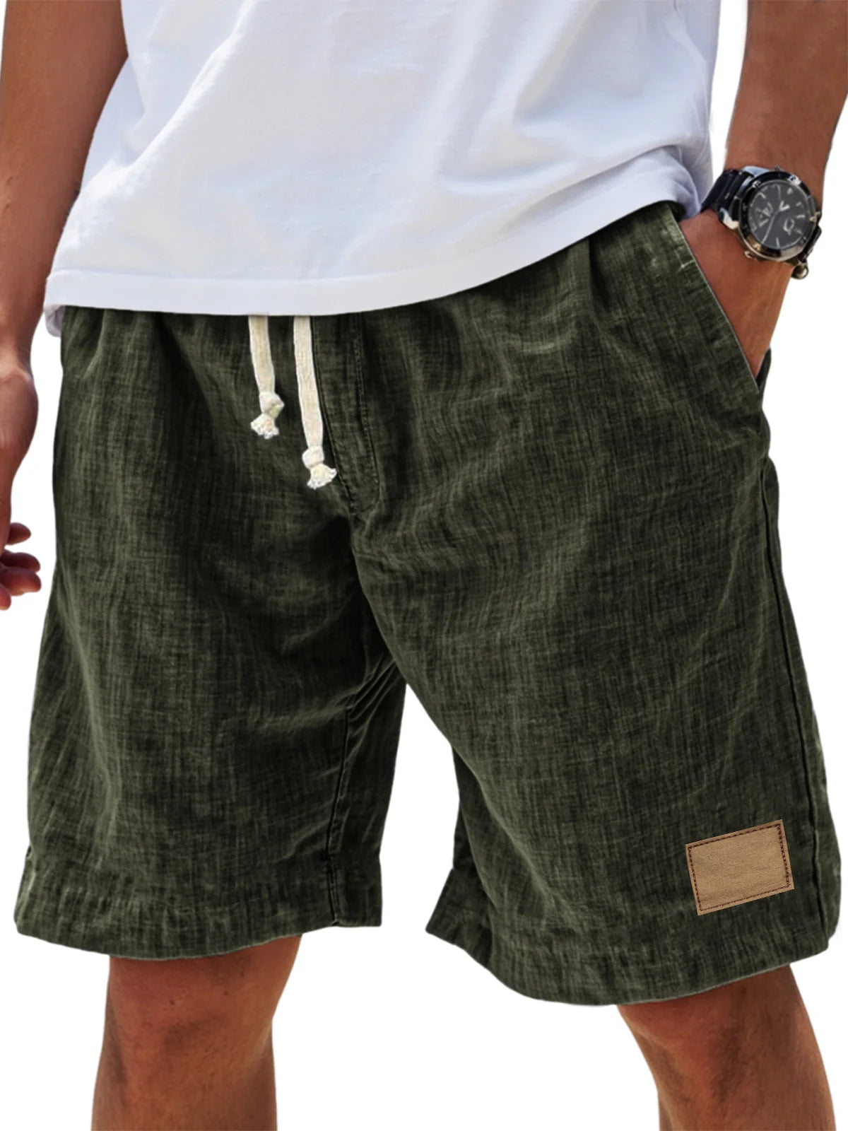 Drawstring Elasticated Patched Pocketed Loose Shorts