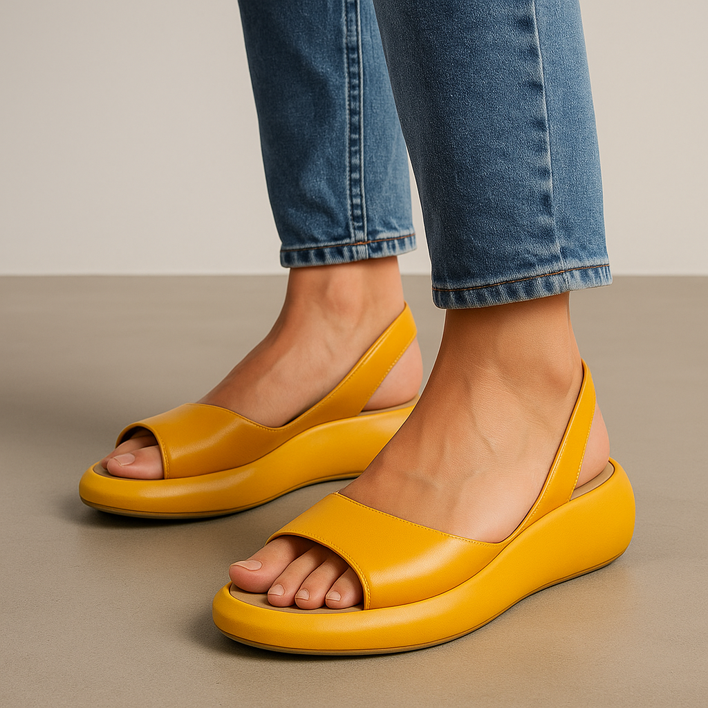 Peep Toe Curved Wedge Slingback Sandals