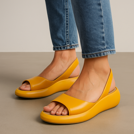 Peep Toe Curved Wedge Slingback Sandals