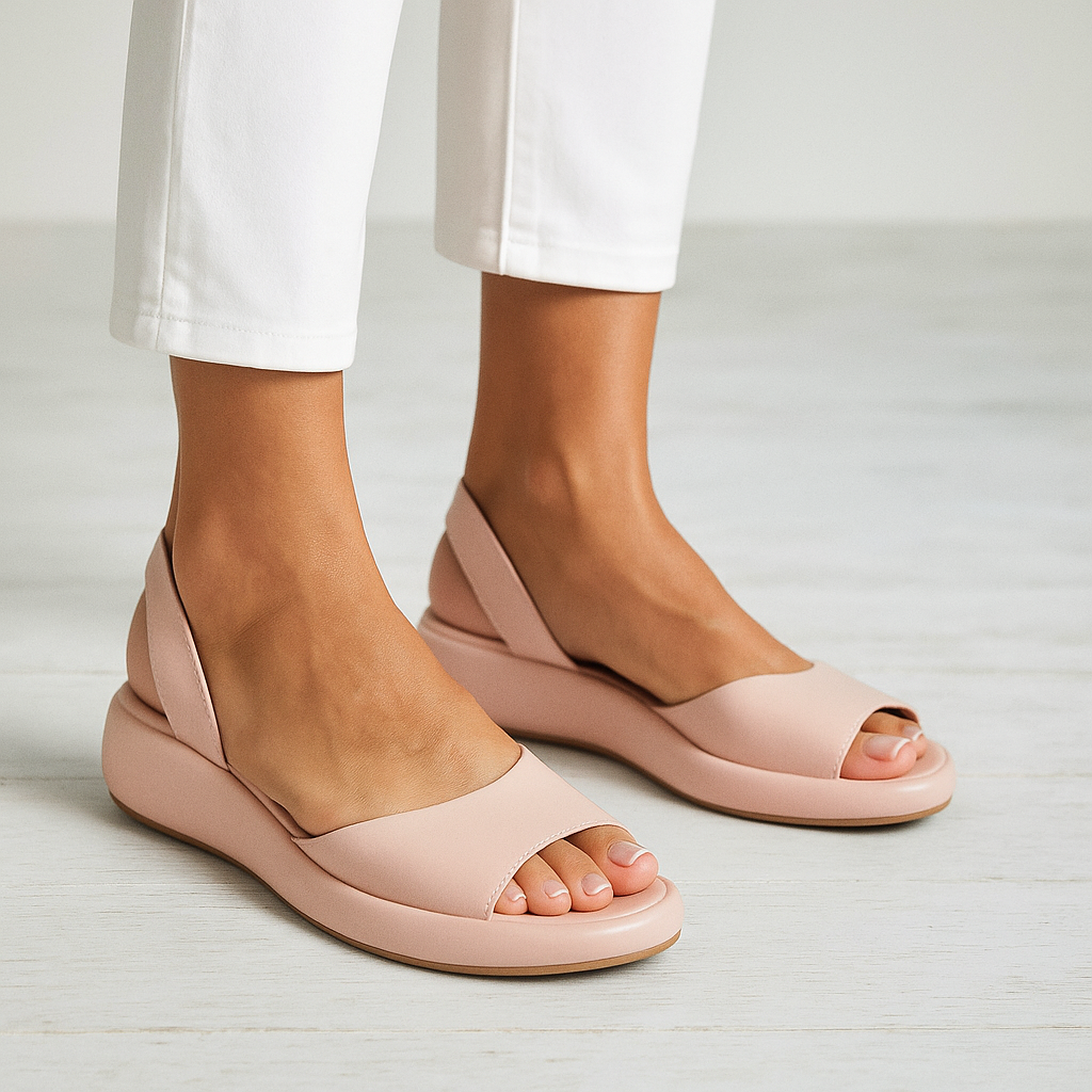 Peep Toe Curved Wedge Slingback Sandals