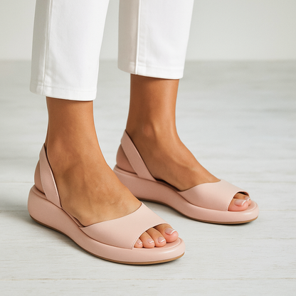 Peep Toe Curved Wedge Slingback Sandals