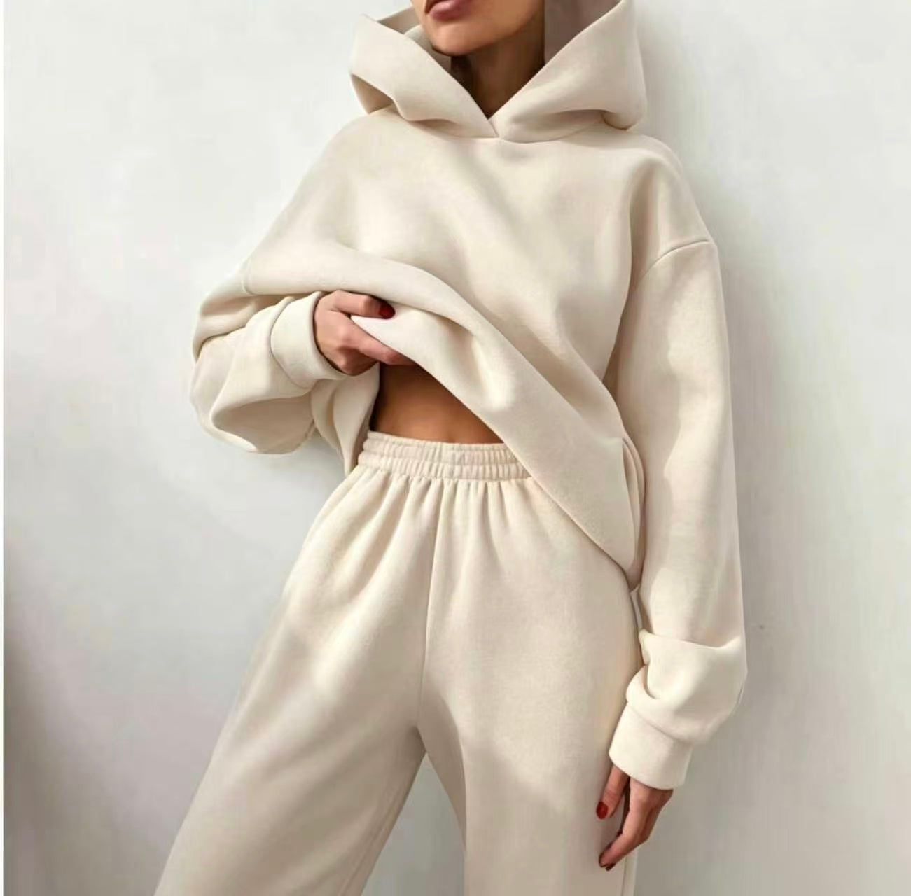 Hooded Cropped Loungewear Set For Women