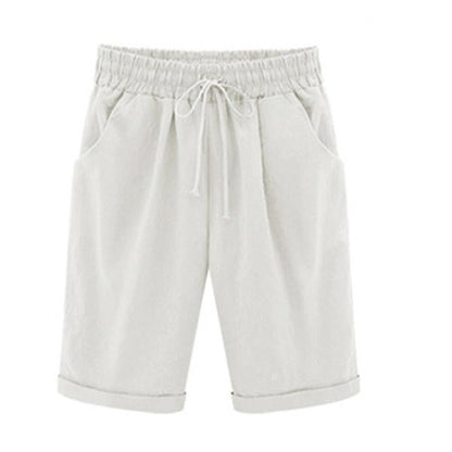 Tied Gathered Loose Pocketed Cuffed Solid Shorts