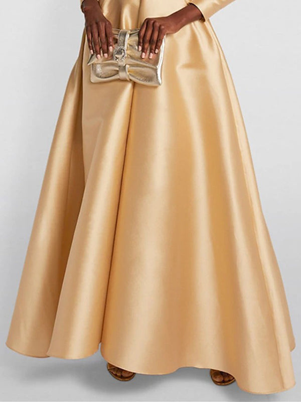 Lapel Neck Crisscross Satin A Line Maxi Dress