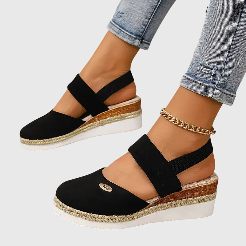 Braided Layered Elevated Strapped Closed Round Sandals