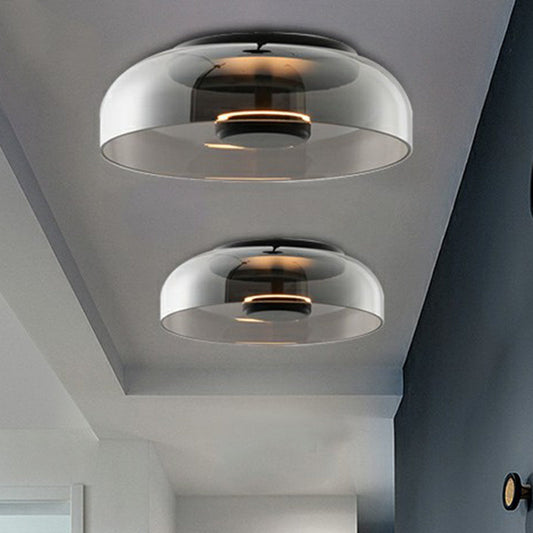 Curved Transparent Shade Ceiling Light