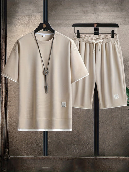 Crew Neck Textured Drawstring Pocketed Set
