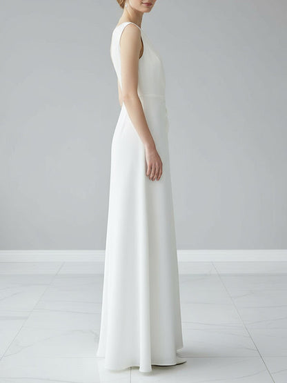 Sleeveless Ruched Waist Round Neck Maxi Dress
